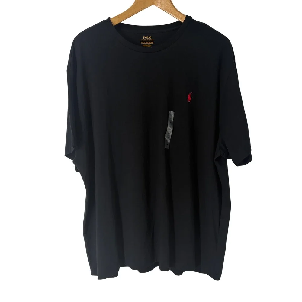 Polo Ralph Lauren Mens Black Crewneck T-Shirt Red Pony Logo 2XB Big & Tall NWT